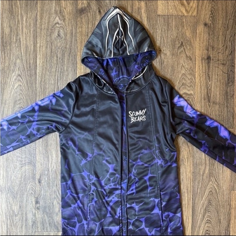 Scummy Bears x Excision Black and Purple Hooded Cloak Jacket